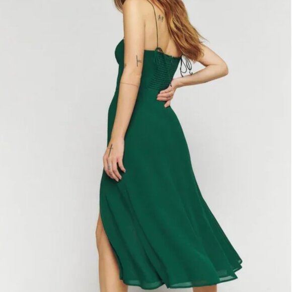 BEST NEW Reformation Juliette Midi Dress Sz8 Emerald Green Cocktail Party - Picture 4 of 9